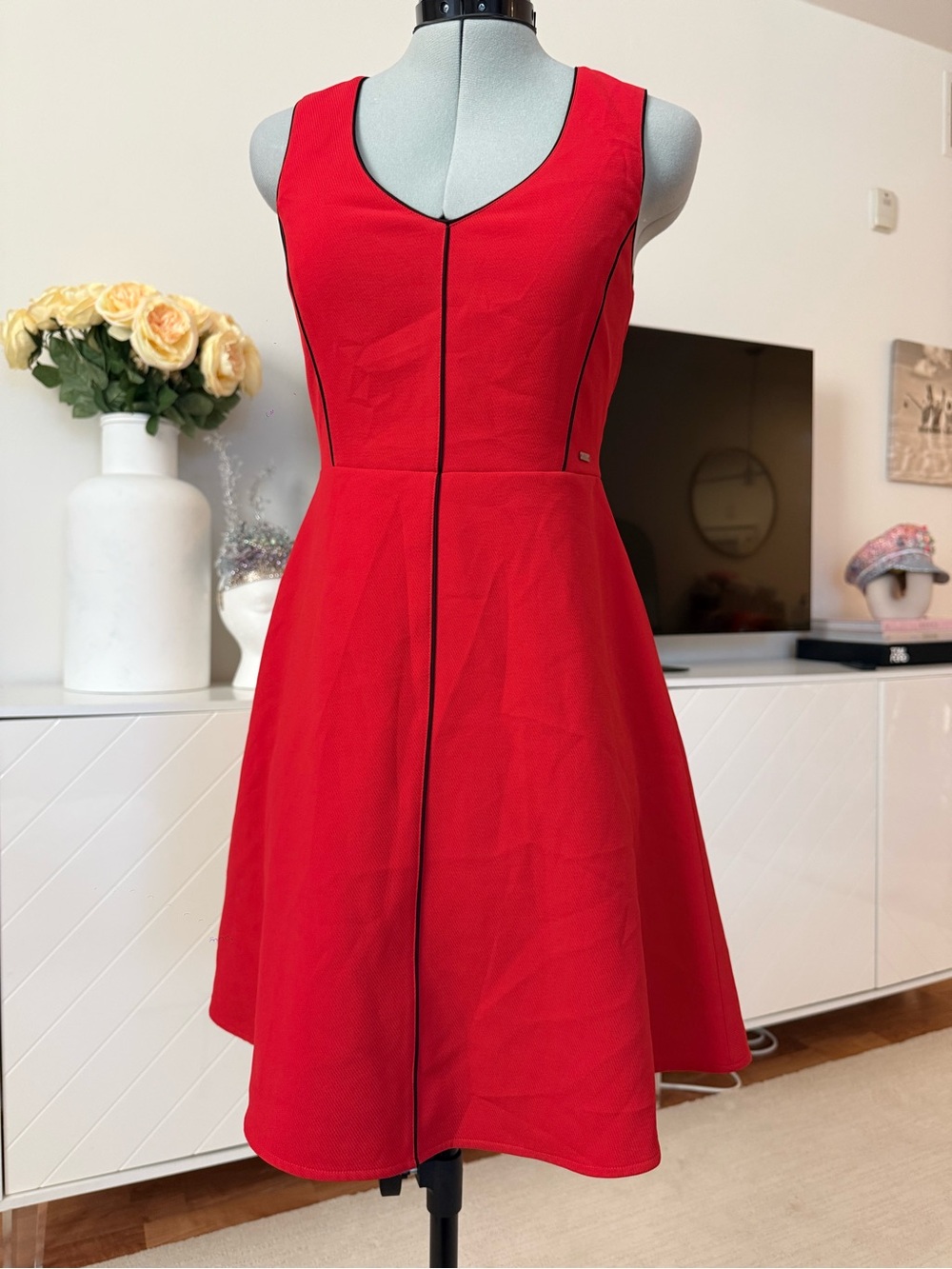 NWT Armani Exchange fit-and-flare Red Mini Dress 4 - Picture 7 of 14